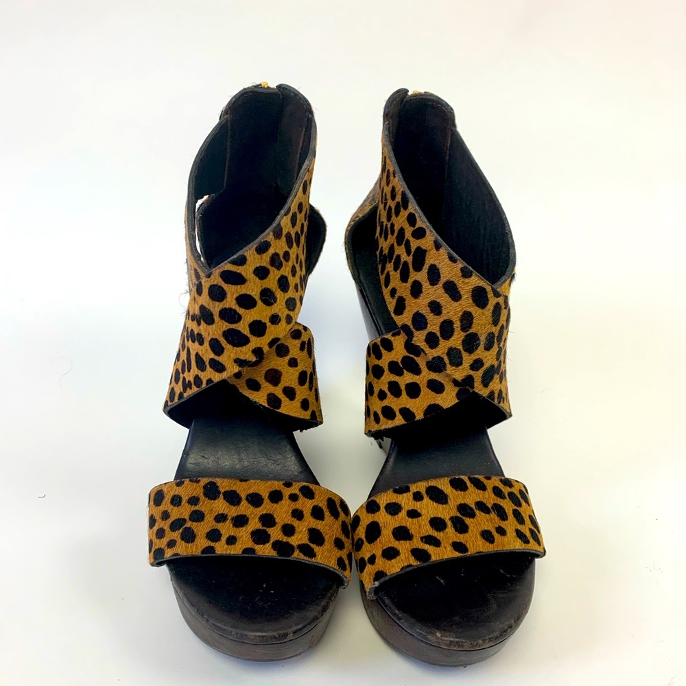 Diane Von Furstenberg Leopard Wooden Wedge Heels